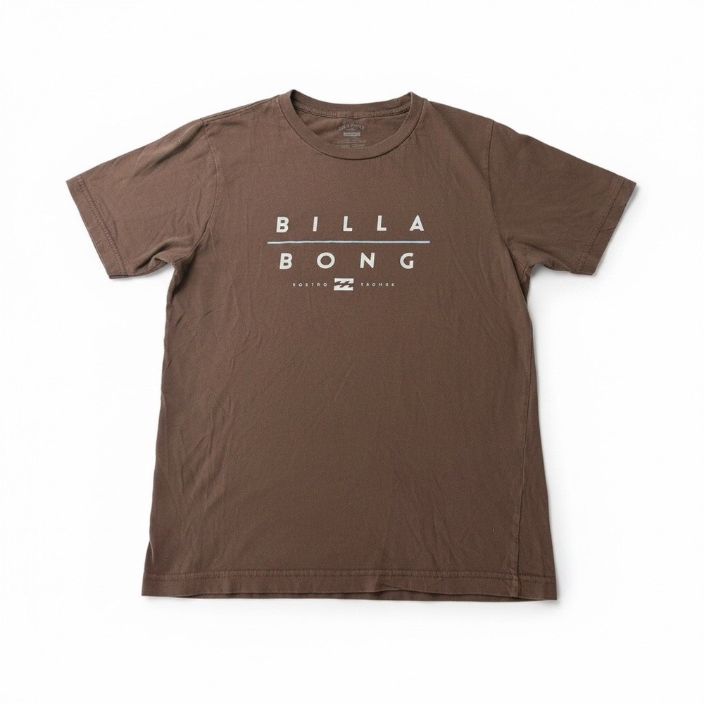 Women's Brown And Blue Billabong Short Sleeve Tee Size Small 100% Cotton Cute